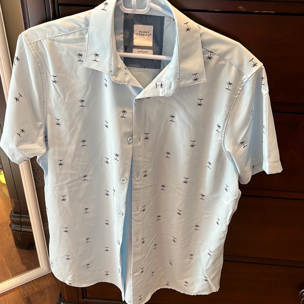Stretch Short sleeve button down palm tree shirt size Medium